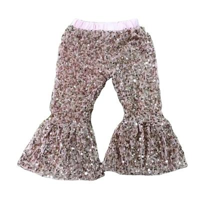 China Multicolor Polyester / Cotton Baby Clothing Kids Clothes Girls' Pants Kids Bell Bottom Pants Sequin Pants for sale