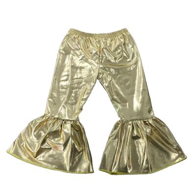 China Anti-wrinkle hot-selling children little ruffle pants bell bottom flare pants baby milk girl silk pants new design for sale