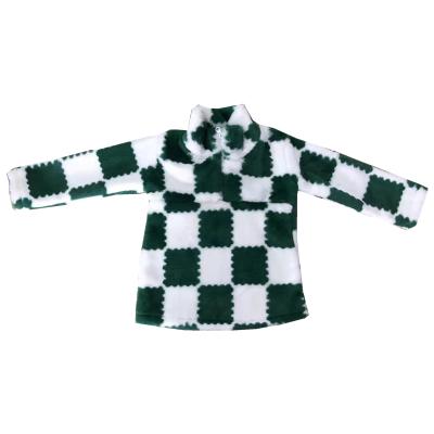 China RTS 2021 formal fashionable children's clothing green plaid coats children jacket lambswool thick comfortable overcoat for sale