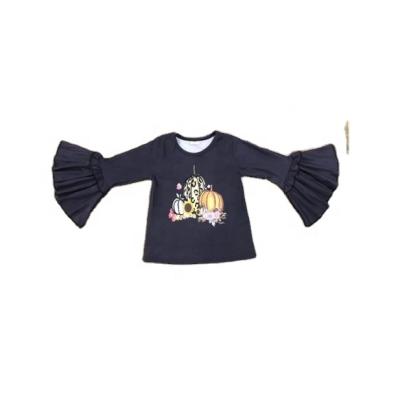 China Polyester/Cotton Baby Clothing Thanksgiving Day Pumpkin Girls' T-shirts Is Black Cute Kids Clothing for sale