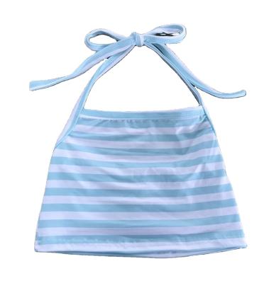 China 2021 New One Piece Polyester / Cotton Baby Summer Halter Top With Refreshing Blue Stripe Strap for sale