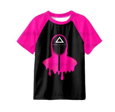 China Squid Wholesale Casual Game Cardboard Clothing Print Boutique RTS Kids Boy/Girl Short Sleeve T-shirt reglan loungewear for sale