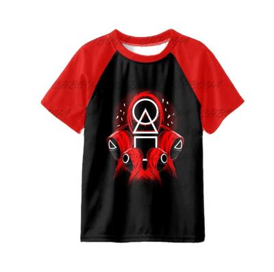 China Squid Wholesale Casual Game Cardboard Clothing Print Boutique RTS Kids Boy/Girl Short Sleeve T-shirt reglan loungewear for sale