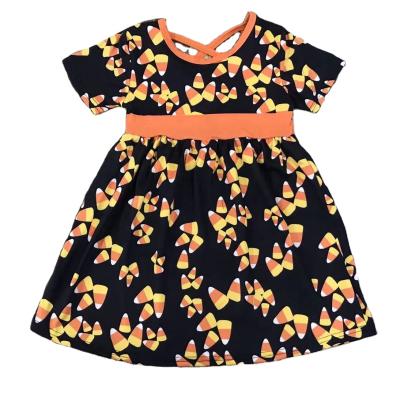 China Polyester / Cotton Hot Selling Halloween Kids Clothes Wholesale Fruit Candy Orange Dress Beautiful And Elegant for sale