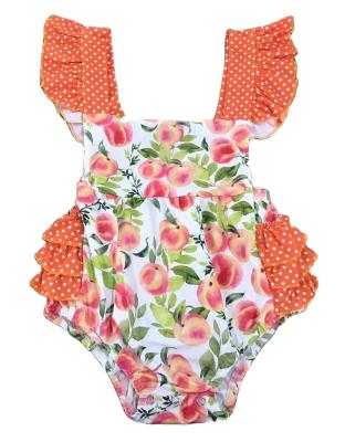 China Orange Multilayer Polyester/Cotton Lace Polka Dot Design Sleeveless Peach Print Summer Girls Overalls for sale