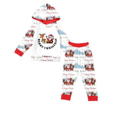 China Polyester Santa Claus deer cartoon/designer costumes new boutique cotton 2021 wholesale baby clothes printing Christmas outfit costume for sale