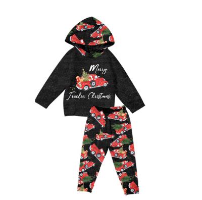 China Polyester / Cotton Boys Apparel Hooded Top And Pants 2 Pieces Set Boutique Boy Christmas Outfits for sale