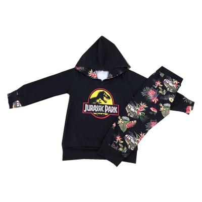 China 2021 Wholesale High Quality Autumn Black Polyester/Cotton RTS Cartoon Boys Outfit Clothing For Kids for sale