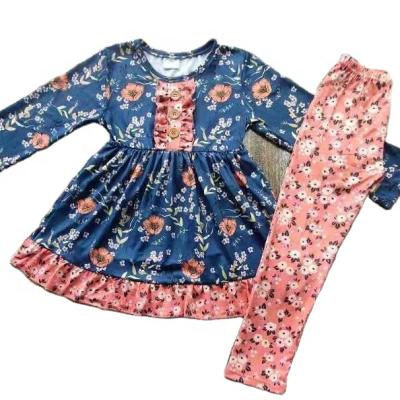 China Polyester / Cotton 2021 Summer Children Clothing Long Sleeve Two Piece Suit Girls Clothes Children for sale