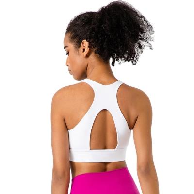 China Women Breathable Fitness Running Yoga Tops Workout Exercise Lift Up Soft Compression High Neck Padded Racerback Sports Bra for sale