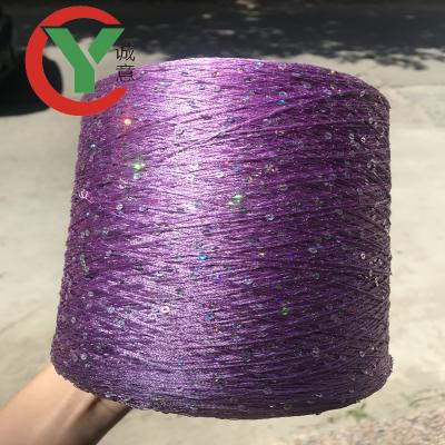 China Hot Selling Anti-Static 2mm 3mm Sequins Chat Crochet 100% Polyester Yarns Fancy Yarn Black for sale