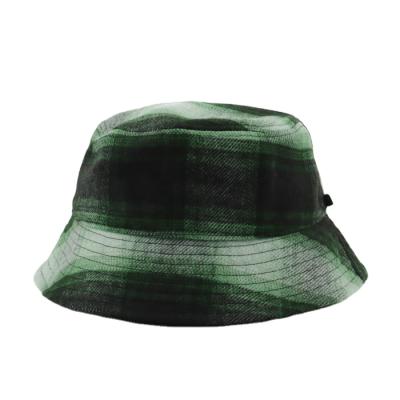 China Newest Winter Checks Woolen Bucket Hat JOINT Felt Hat Vintage Women's Cold Bucket Hat Wool Hat for sale