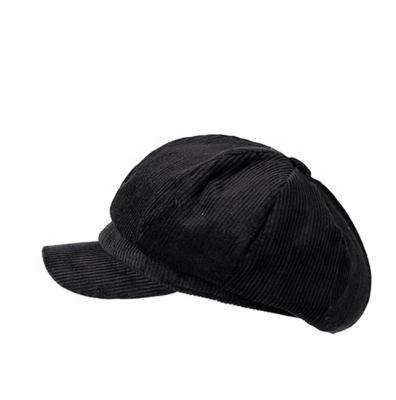 China Wholesale Newsboy Striped Custom Corduroy Beret Hat Winter Beret Fashion for sale