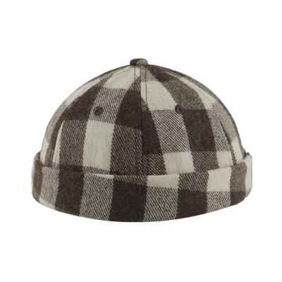 China Owner Logo Sailor Hats Lattice Brimless Caps Black Brown Check Melon Captaion Custom Warm Winter COMMON Quality for sale