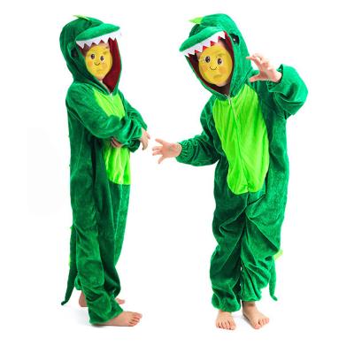 China Hooded Dinosaur Flannel Onesie Zipper Romper Boys Girls Pajamas Kids Animal Baby Jumpsuit Sets for sale