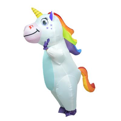 China Dress Up Dresses Rainbow Halloween Costume Customized High Quality Inflatable Unicorn Costume For Adult Costume for sale