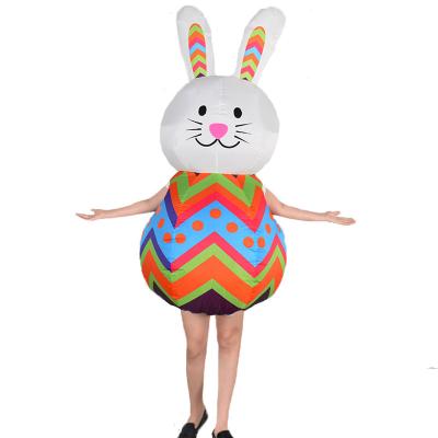 China Adult Easter Party Mascot Costumes Cute Easter Egg Inflatable Bunny Animal Costume Fancy Dress For Advertising Customized Available for sale