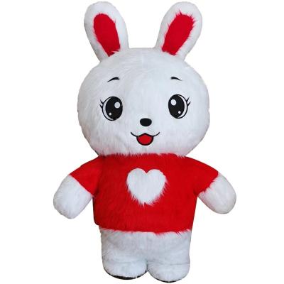 China 2.6M Height Walking Rabbit Mascot Costume Inflatable Plush Cartoon Animals Costume Customized Available for sale