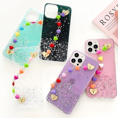 China free shipping Anti-fall wristband mobile cover for iPhone 12 pro case Max Mini Fashion Shockproof Heart Love mobile phone case for sale