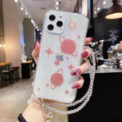 China Free Shipping Anti-drop Strap Mobile Cover For iPhone 12 Case 11 Pro Max Mini Fashion Shockproof Lanyard Laser Shinny Cell Phone Case for sale