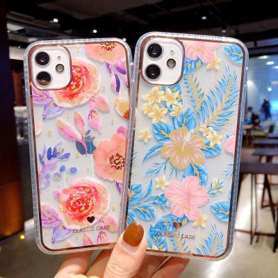 China Free Shipping Anti-fall Shinny Flower Hair Mobile Cover For iPhone 12 Case 11 Pro Girl Max Mini X XR XS Colorful Lazer Cell Phone Case for sale