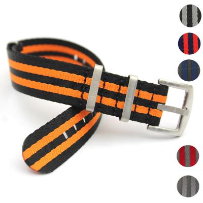 China Black 1.2mm NATO Watch Band Strap Skin Friendly Orange Waterproof Seat Belt Strap Premium Nylon Strap for sale