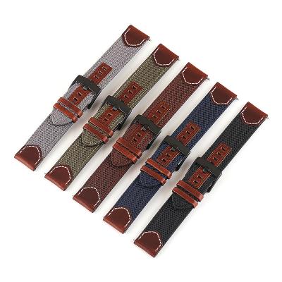 China 18mm 20mm 22mm Breathable Universal Canvas Band 24mm High End Nylon Leather Watch Strap Strap With Quick Return Spring Bar Pin for sale