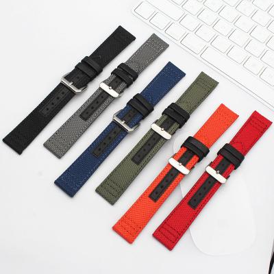 China Universal Two Piece Luxury Durable Mix 20mm Premium Quality Sailcloth Nylon Interface Watch Band Strap Fit For Smart Watches for sale