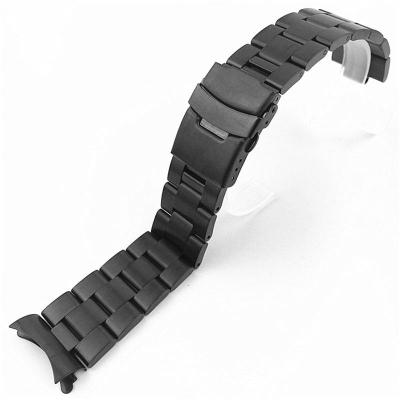 China Waterproof ; High End Durable PVD Black Dive Watch Replacements Chain 3 Beads 316L Matte Stainless Steel Watch Strap 18 20 22mm for sale