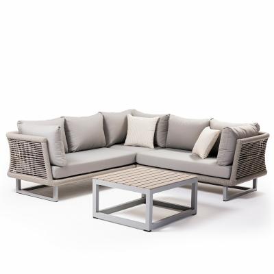 China 2023 new style outdoor aluminum teak furniture leisure 3 seater sofa garden sofa set eco-friendly\UV resistant\water proof\weather resistant for sale