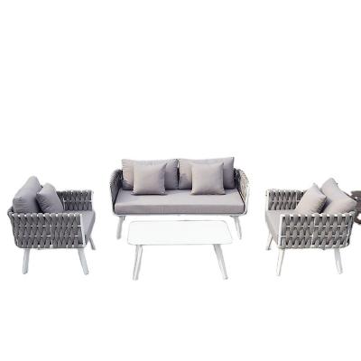 China Eco-friendly\UV Resistant\Water Proof\Outdoor Furniture Sofa Cheapest Weather Resistant Leisure Sets Hotel Lounge Courtyard New Style Garden Sofa Aluminum Rope for sale