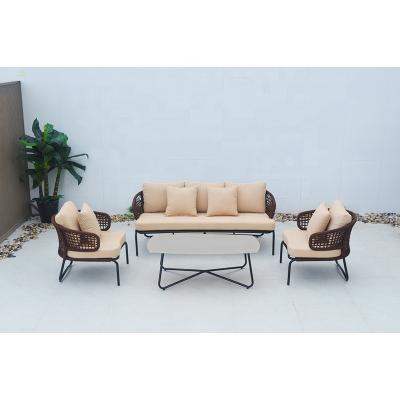 China UV Resistance Modern Outdoor Guangdong Furniture Garden Sofa Patio Hotel Rope Sofa Suit Furniture for sale