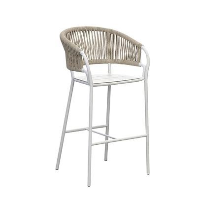 China Modern UV Resistance Aluminum Frame Armchair Kitchen Rope Bar Stool Chair With Backs for sale