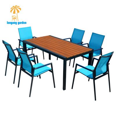 China Cheap Contemporary Modern Fancy Plastic Wood Dining Table Chair UV Resistance Set For Dining Room Kitchen Plywood Dining Table for sale