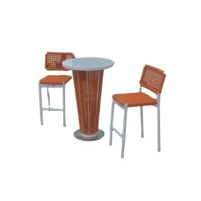 China UV Resistance Premium Quality Rope Terrace Cafe Restaurant High Bar Outdoor Woven Single Table Chair Furniture Set for sale