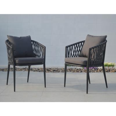 China Cheapest Selling Modern Restaurant Chair Outdoor Furniture Aluminum Best Weather Outdoor Furniture Rope Modern Restaurant Chair With Soft Cushion for sale