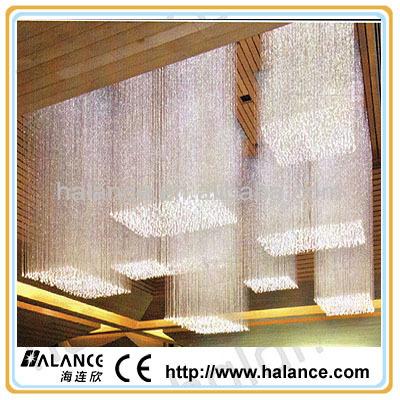 China Rectangular Hotel Chandelier Fiber Optic Side Glow Pendant Light for sale