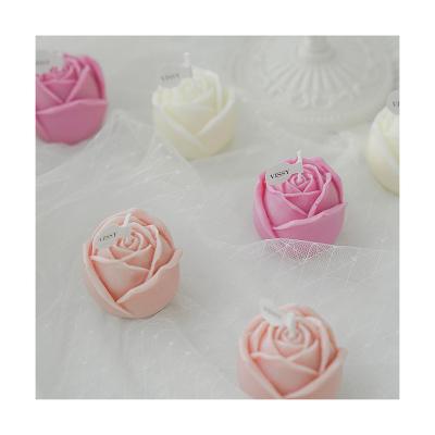 China Custom Made Rose Rose Shaped Scented Candle Festival Decoration Selection Fragrance Gift Simulation Paraffin Wax Candle for sale