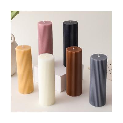 China Wedding Popular Colorful Home Decor Large Palm Wax Scented Ribbed Pillar Art Candles for sale