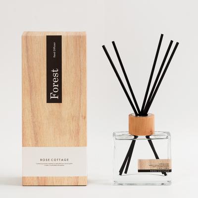 China 5 Sticks Indoor Fireless Aroma 100ml Reed Diffuser Wooden Cap Air Freshener With Oil for sale