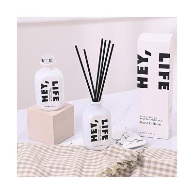 China Modern Perfume 5oz Reed Diffuser With 6 Stick Fashion Piece Ceramic White Oval Box for sale