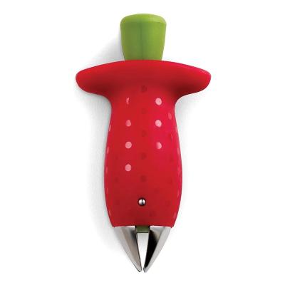 China Food Grade Strawberry Stem Remover Hollow Puncher Kitchen Accessories Red Stocked Strawberry Huller For Fruit Hollow Punchers for sale