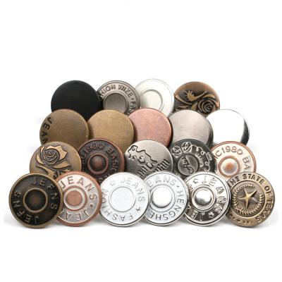 China High quality vintage 17mm classic antique accessories new style dry cleaning and rivets custom logo denim metal spike jeans buttons for jeans for sale