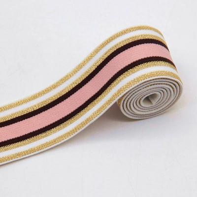 China Heavy Duty Polyester Cotton Rainbow Webbing Striped Ribbon 40mm Wide Elastic Twill Bag Purse Wraps Ties Belts Band Bag Strap for sale