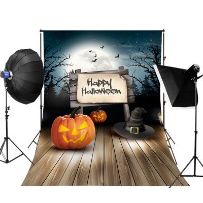 China Seamless Happy Halloween Photography Background Pumpkin Lamp Backdrops For Party for sale