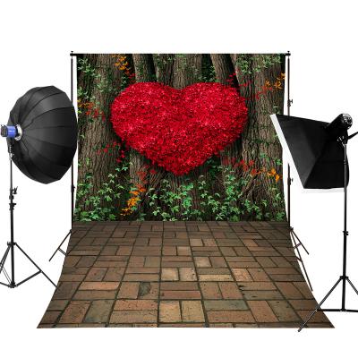 China Valentine's Day Wooden Floor Backdrops Of Love Seamless Photography Background For Photo Studio for sale