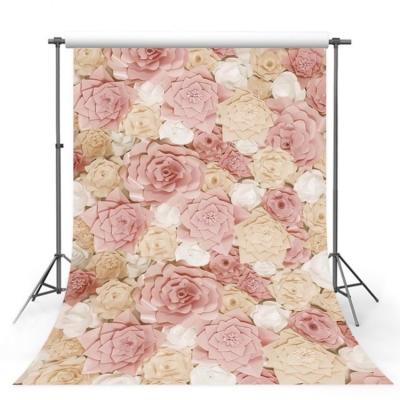 China Wholesale Seamless Wall Flower Bridal Shower Background Wedding Anniversary Photography Pink Floral Backdrop for sale