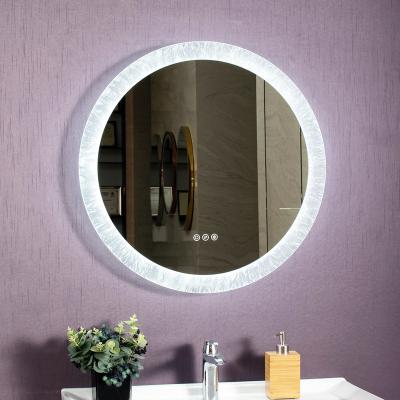 China Custom Luxury Anti Fog Hotel Mirror Round Frameless Illuminated Round Wall Lighted Bathroom LED Smart Mirror for sale