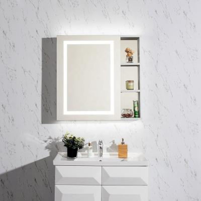 China Modern Outdoor Wall Mounted Mirror Cabinet Hotel LED Lighted Bathroom Vanity Silver Aluminum Modern Copper 5mm W30