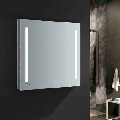 China Bright Modern LED Lighted Mirrored Cabinet For Hotel Bathroom for sale